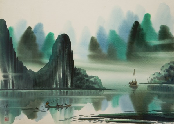 River Landscape In Green